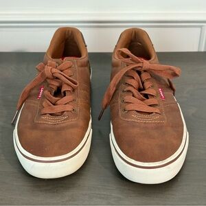 Levis Strauss Men's Brown Leather Casual Sneakers Size 9